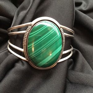 Navajo Sterling and Malachite Bracelet